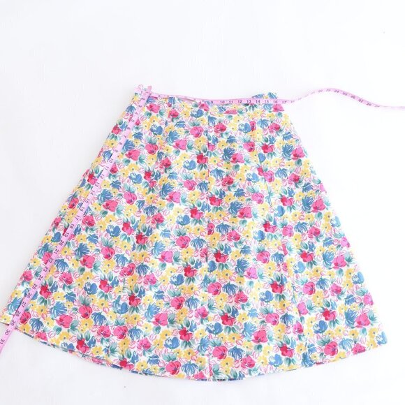 Vintage Multi Colour Floral A-Line Midi Skirt  with Pockets - Picture 2 of 13